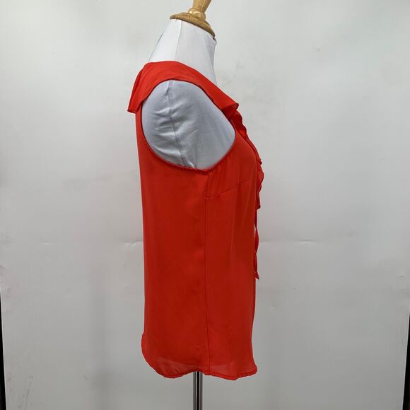 Rinascimento Blouse Womens S Small Red Ruffle Flap Lace Up Sleeveless Made Italy - Picture 5 of 11